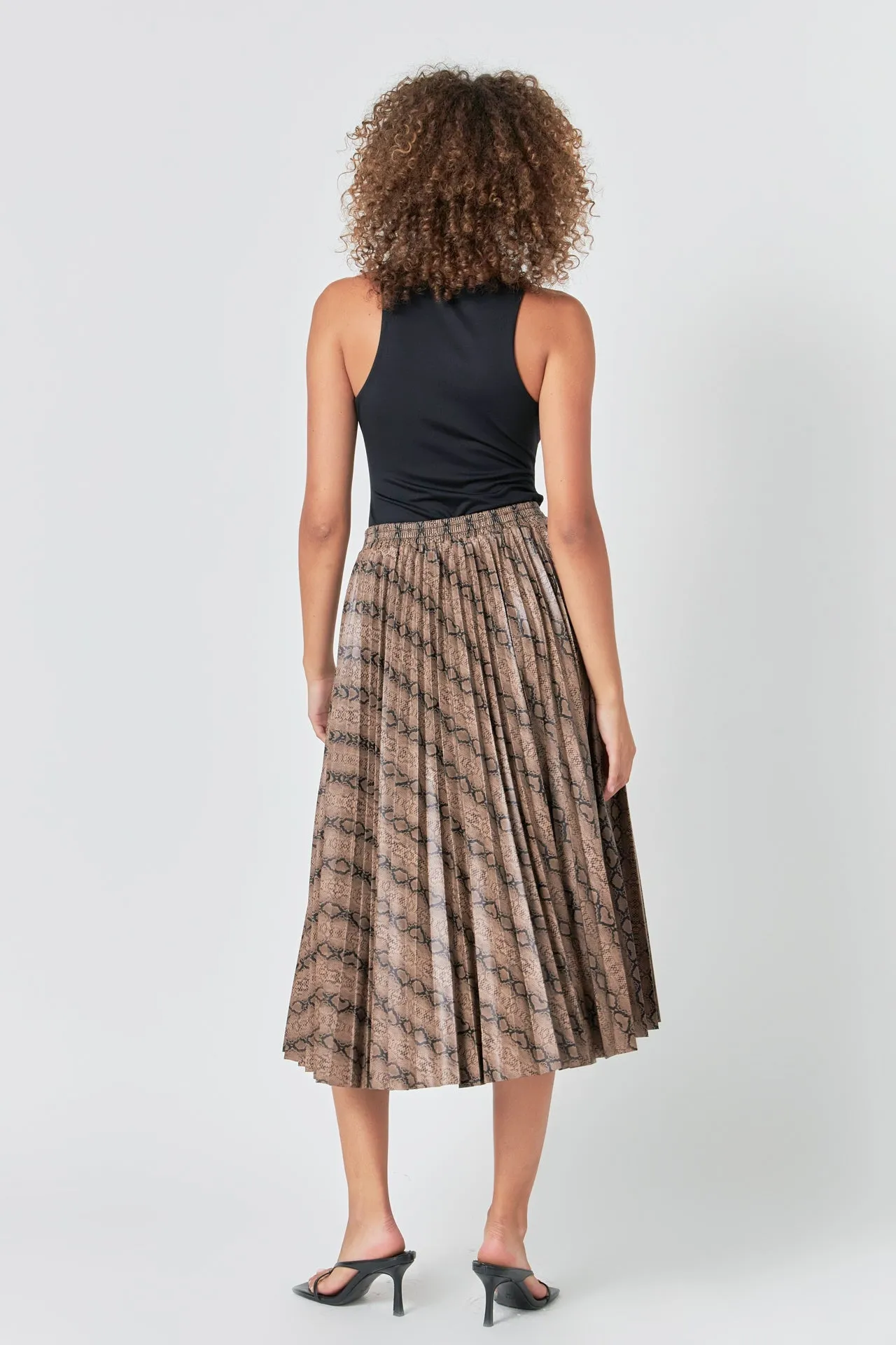 Endless Rose - Snake Print Pleated Midi Skirt