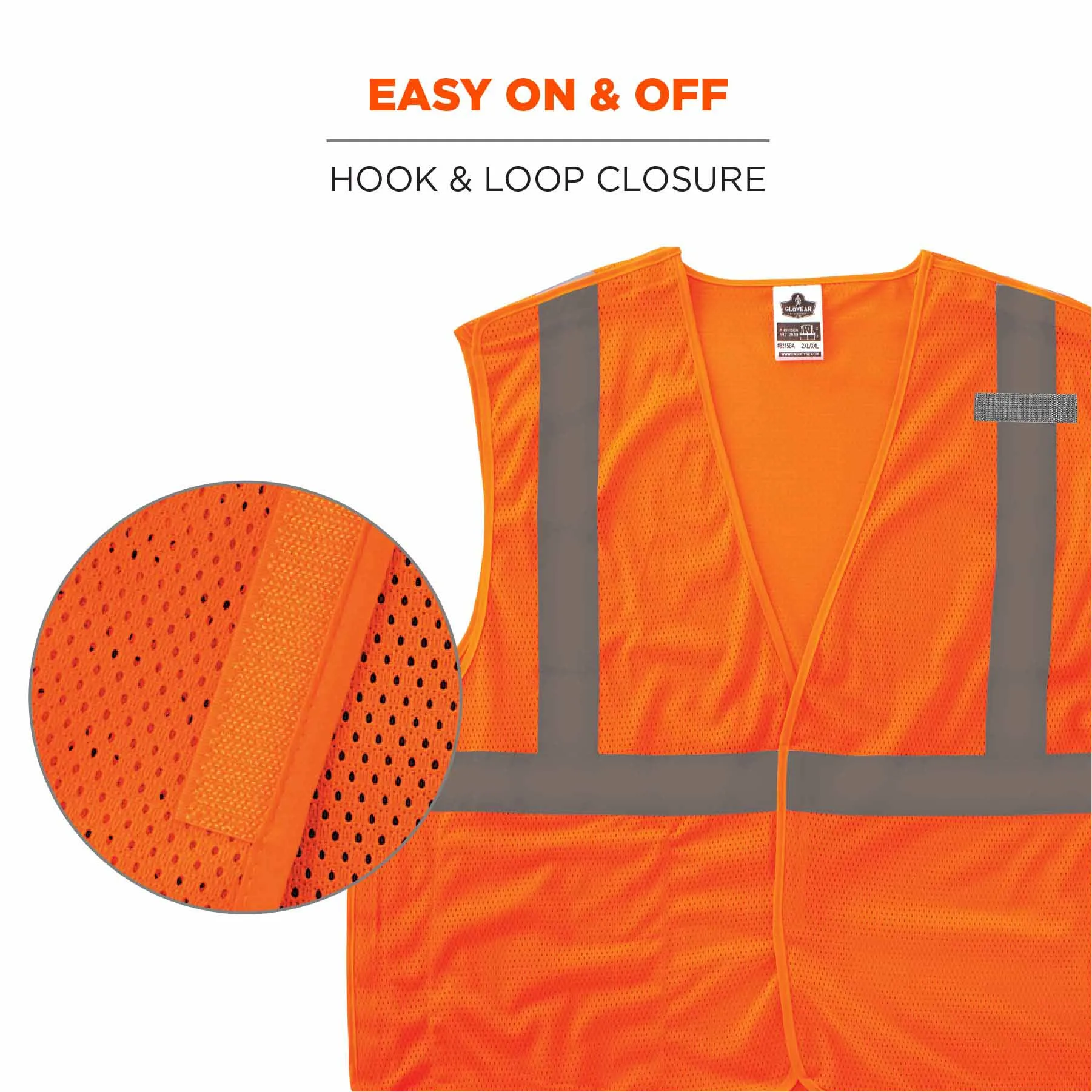 Ergodyne 24556 8215BA-S 2XL Orange Class 2 Economy Breakaway Mesh Vest - Single Size