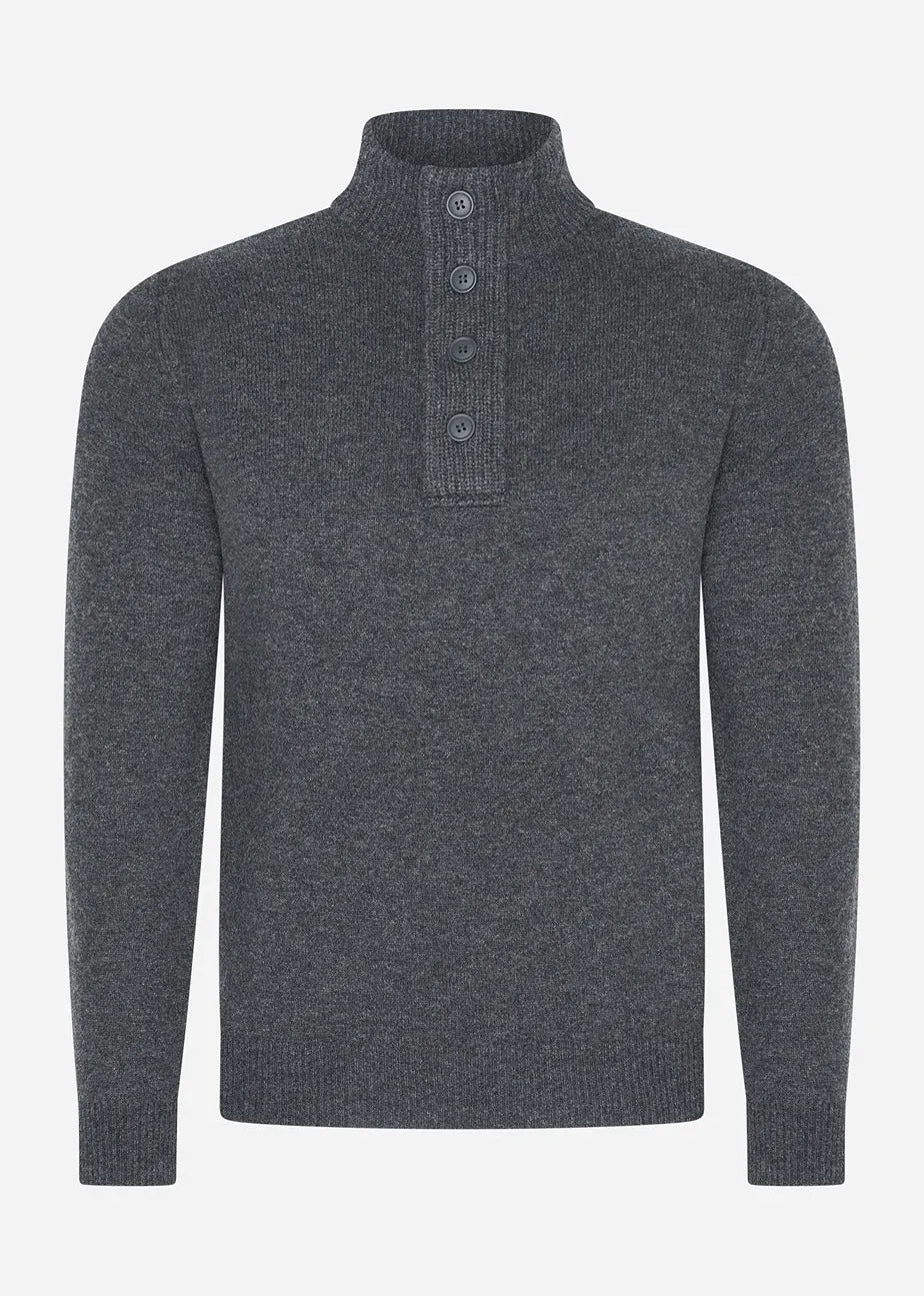 Essential patch half zip knitted jumper - charcoal