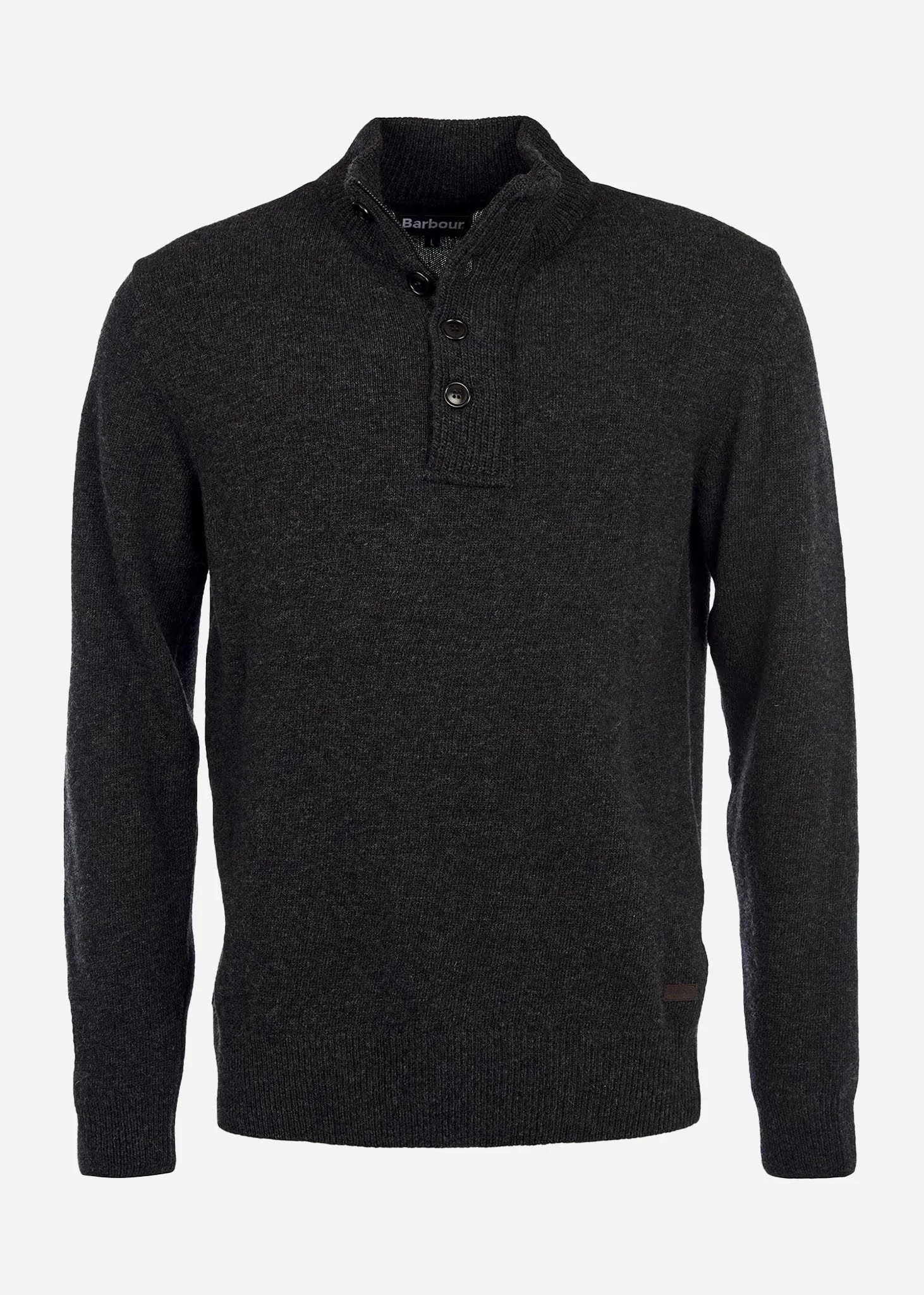 Essential patch half zip knitted jumper - charcoal