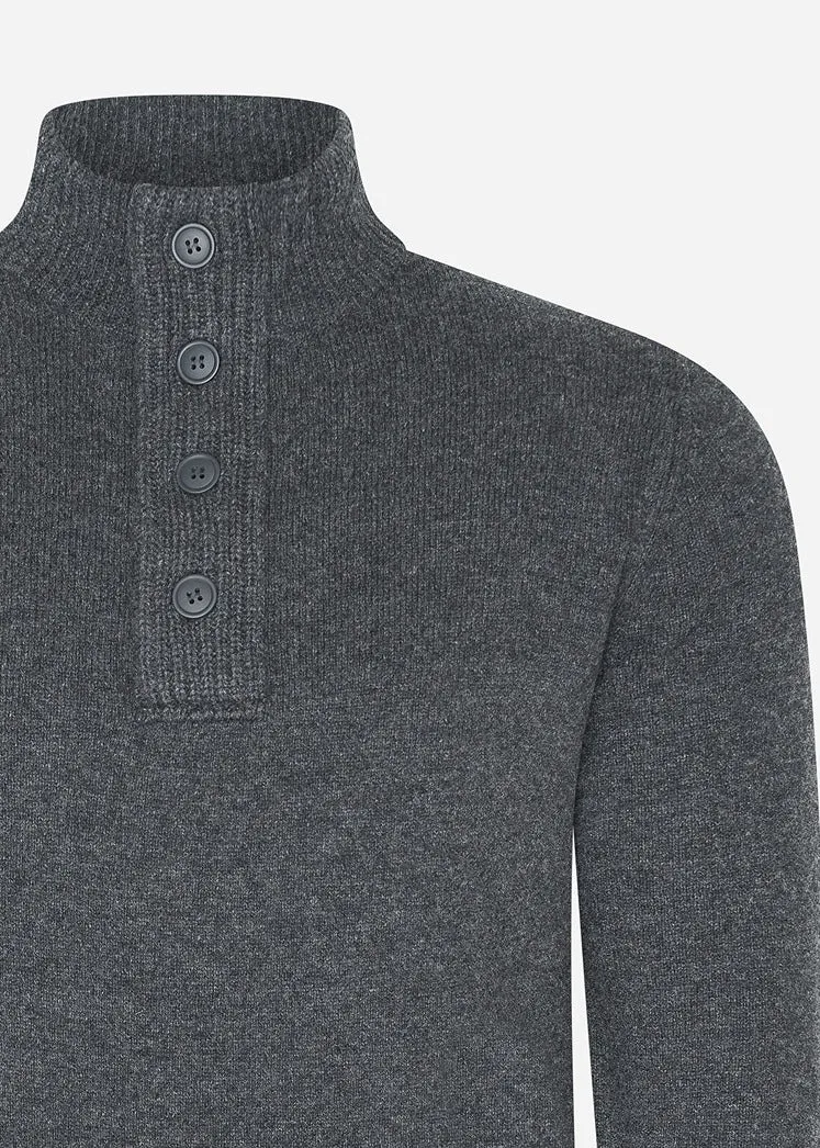 Essential patch half zip knitted jumper - charcoal