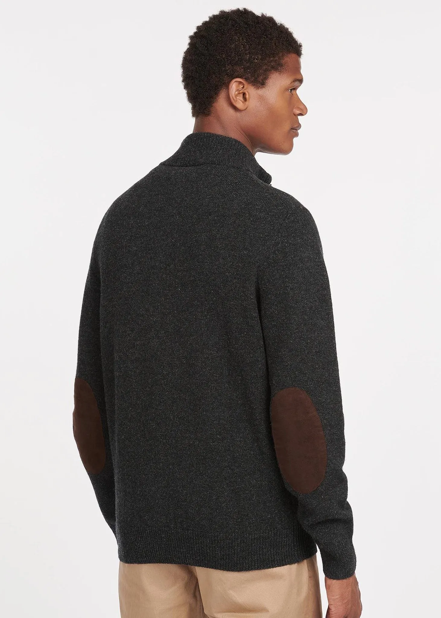 Essential patch half zip knitted jumper - charcoal