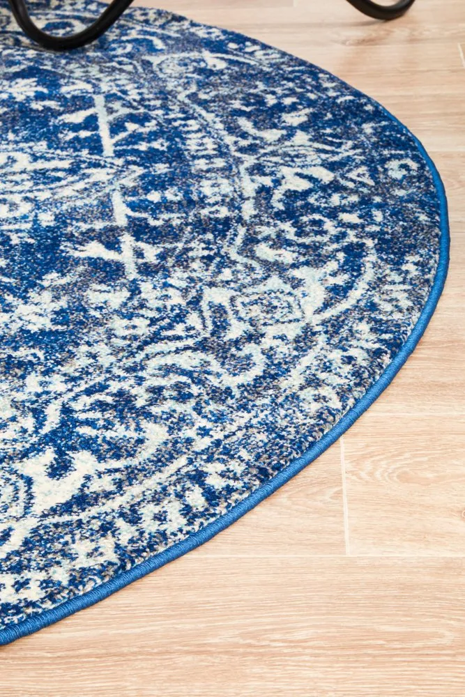 Evoke 253 Round Rug (Navy) by Rug Culture