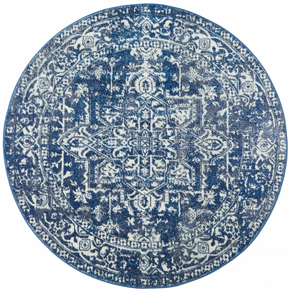 Evoke 253 Round Rug (Navy) by Rug Culture