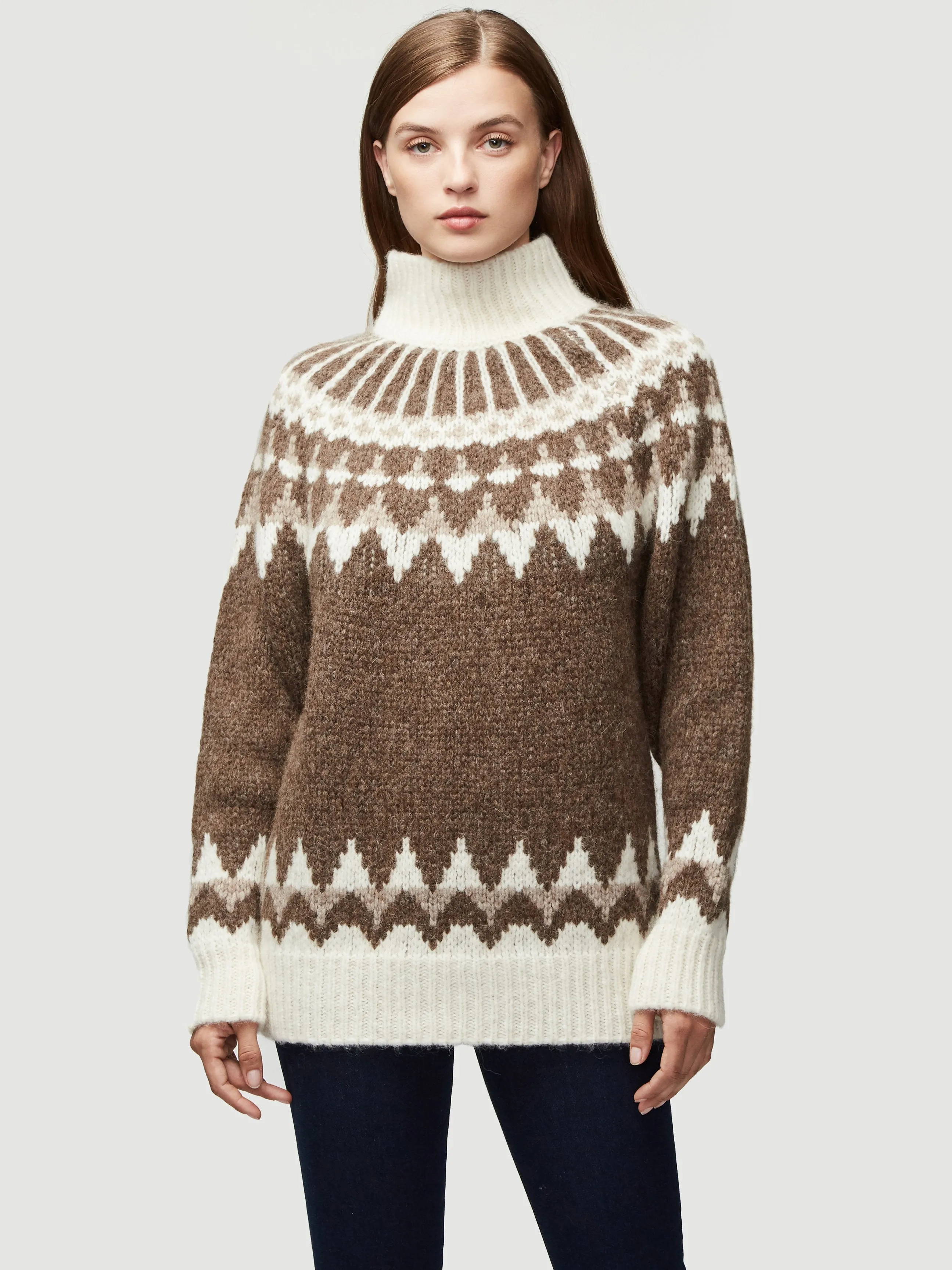 Fair Isle Turtleneck -- Chocolate Multi