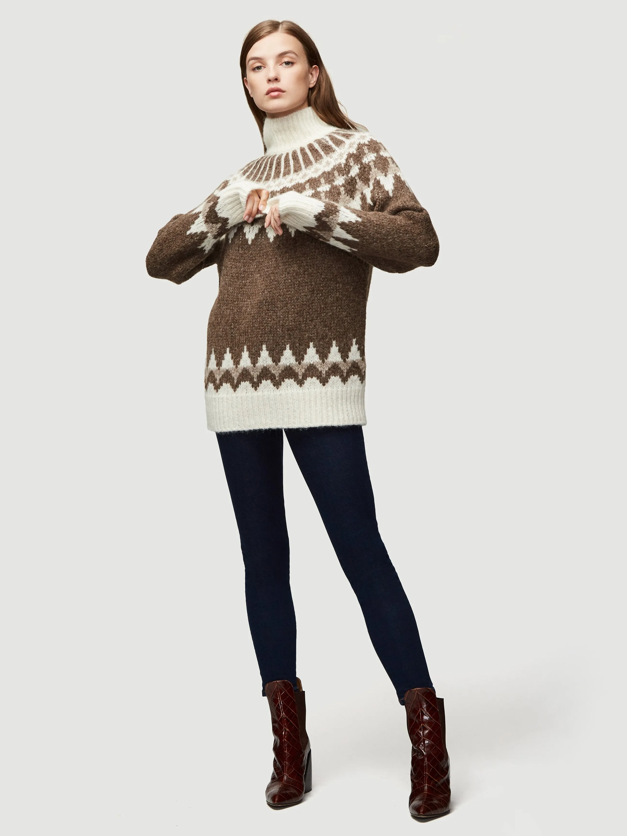 Fair Isle Turtleneck -- Chocolate Multi