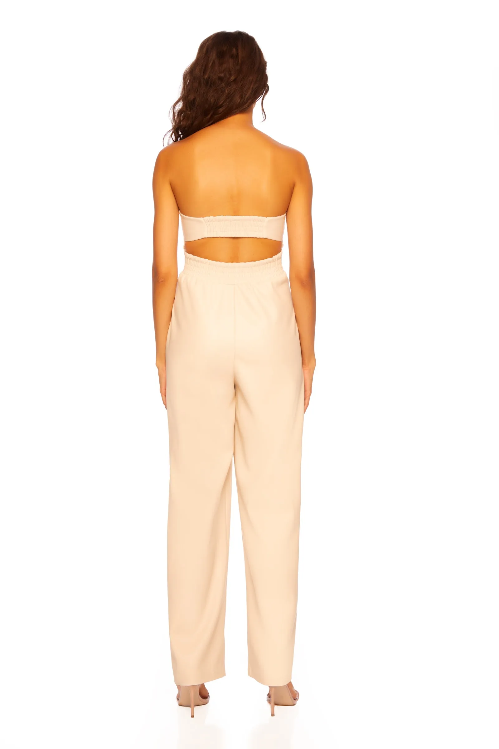 faux leather wire tube jumpsuit