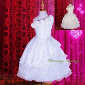 FG260 Rich Pearl Lace Flower Girl Dresses Wedding Communion Pageant Dress Size 2-10