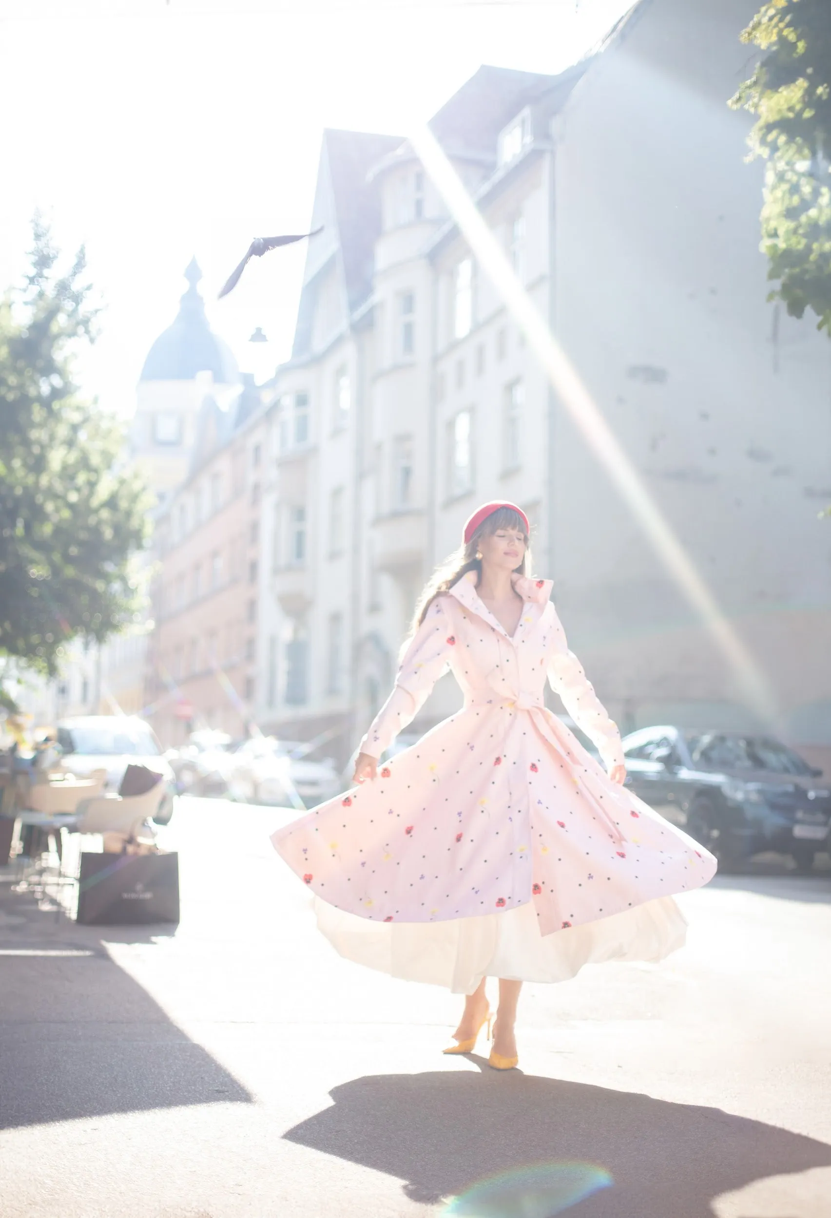 Fit and Flare Coat with A-Line Skirt in Soft Pink | 'Cotton Candy'