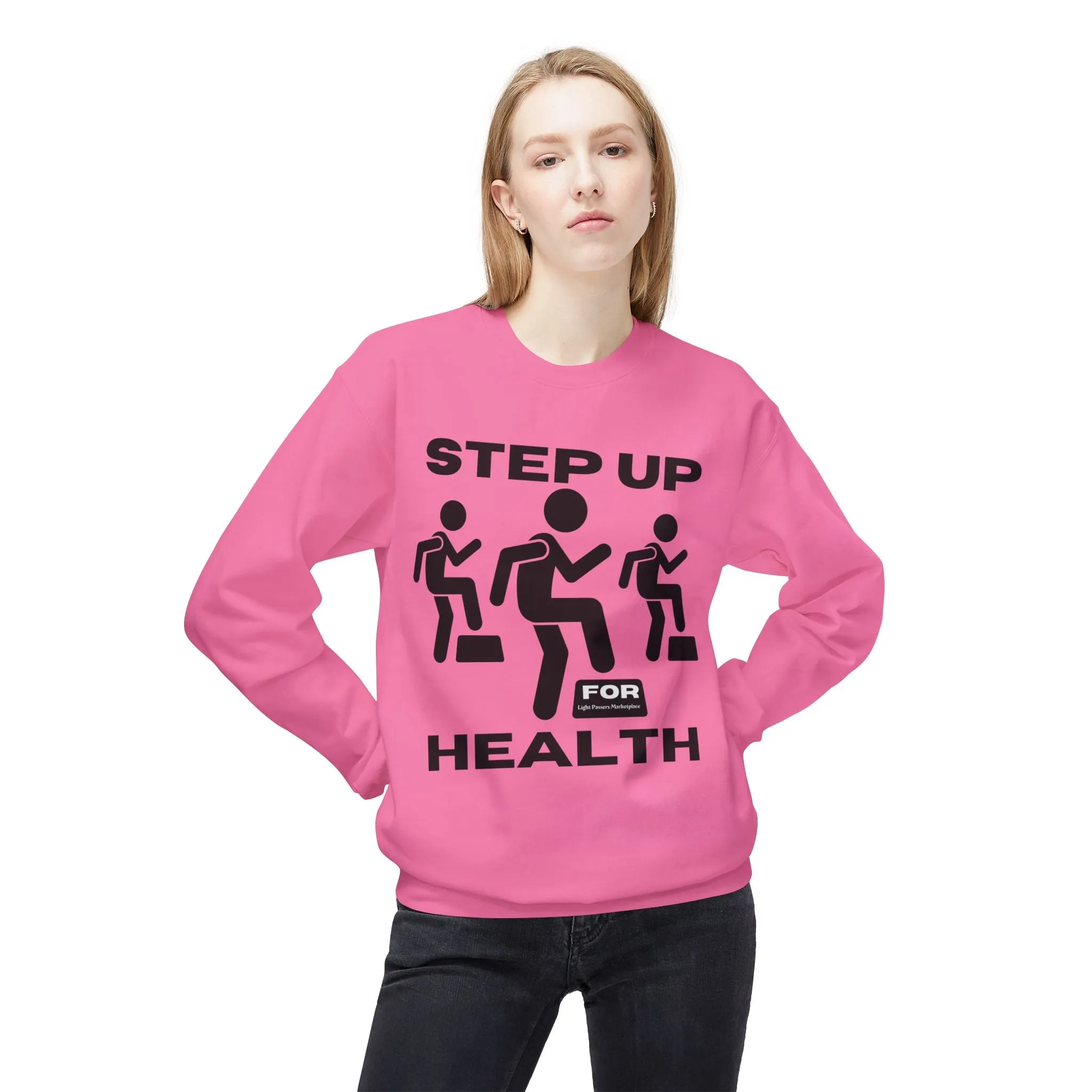 Fitness Motivation Crewneck Sweatshirt - Step up for Health Adult Unisex