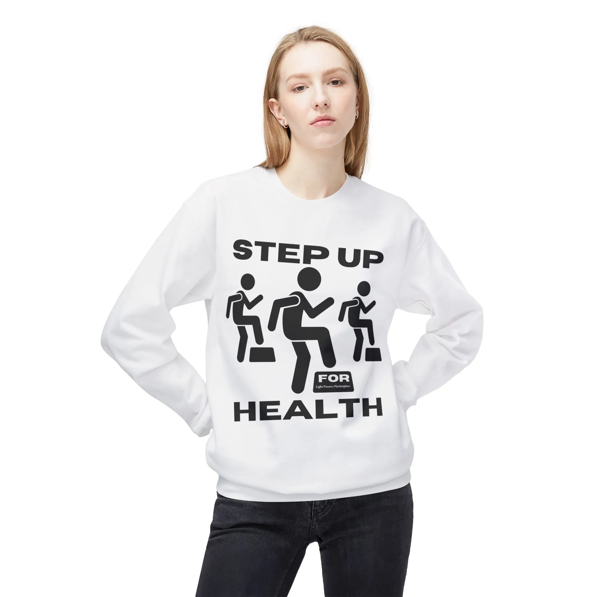 Fitness Motivation Crewneck Sweatshirt - Step up for Health Adult Unisex