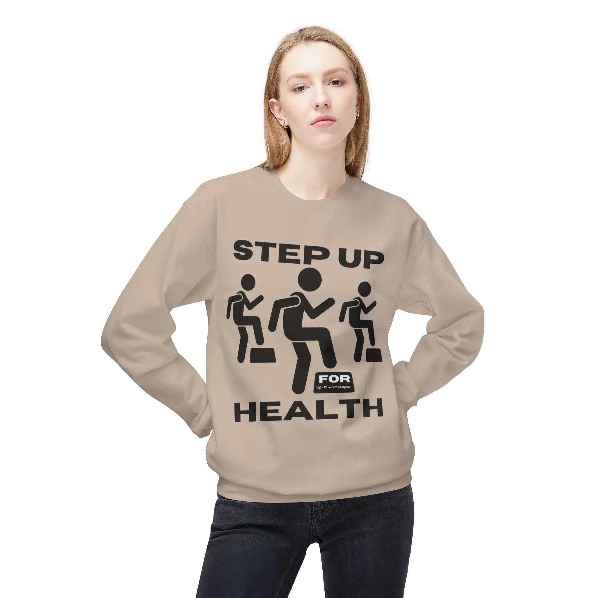 Fitness Motivation Crewneck Sweatshirt - Step up for Health Adult Unisex