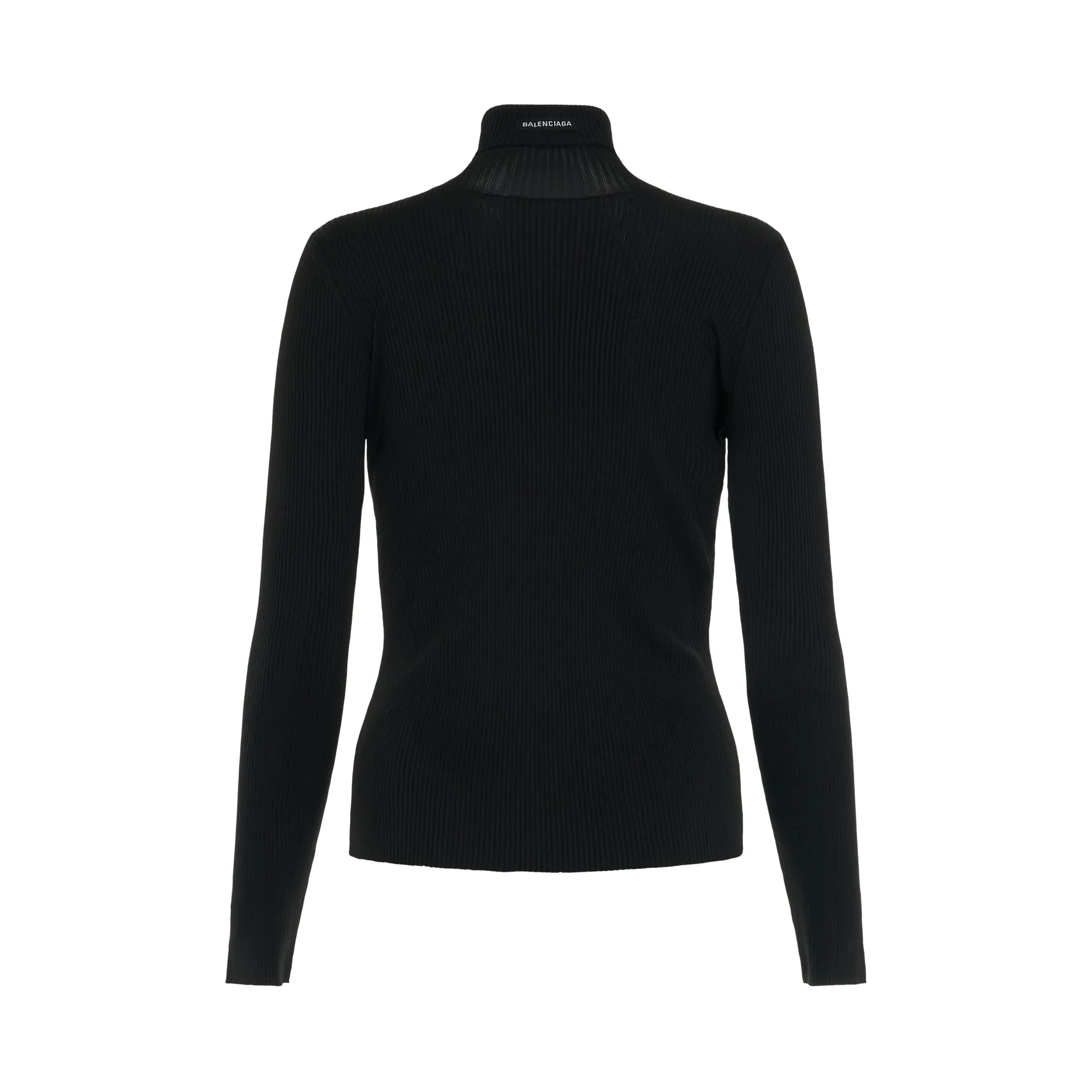 Fitted Rib Turtleneck Knitwear in Black