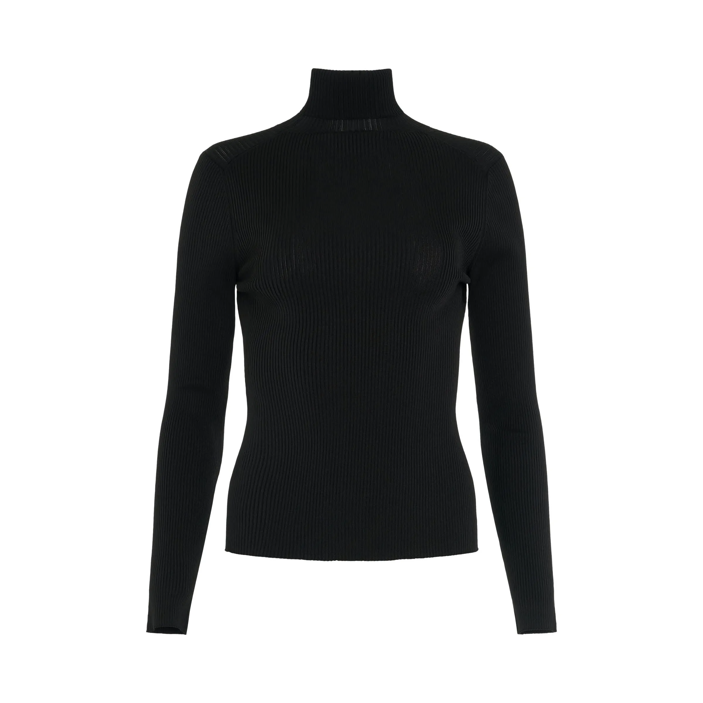 Fitted Rib Turtleneck Knitwear in Black