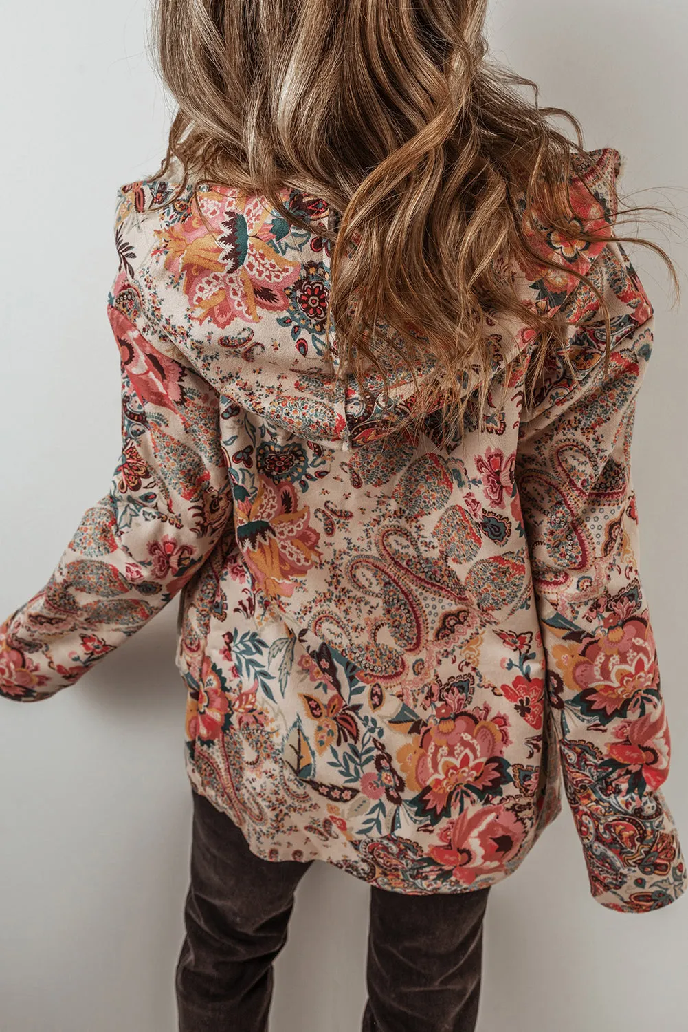 Floral Sherpa Lined Hooded Jacket