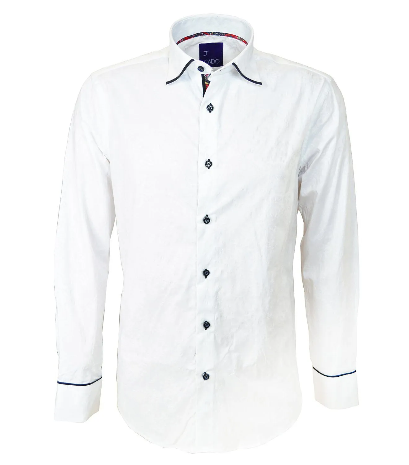 Formal White on White Patterned Dress Shirt