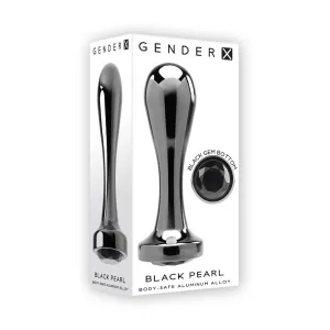 Gender X Black Pearl Aluminum Anal Plug With Black Gemstone Base