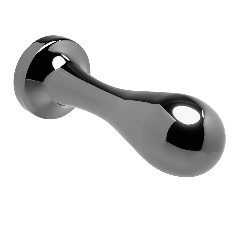 Gender X Black Pearl Aluminum Anal Plug With Black Gemstone Base