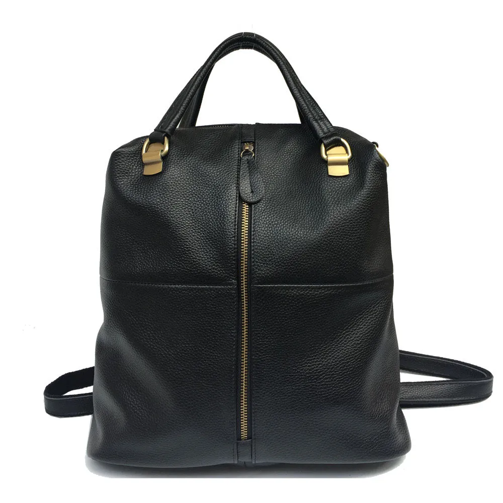 Genuine Leather Backpack Women's Black First Layer Cowhide Women's Backpack Trendy Fashion Joker Soft Leather Women's Bag Factory Wholesale