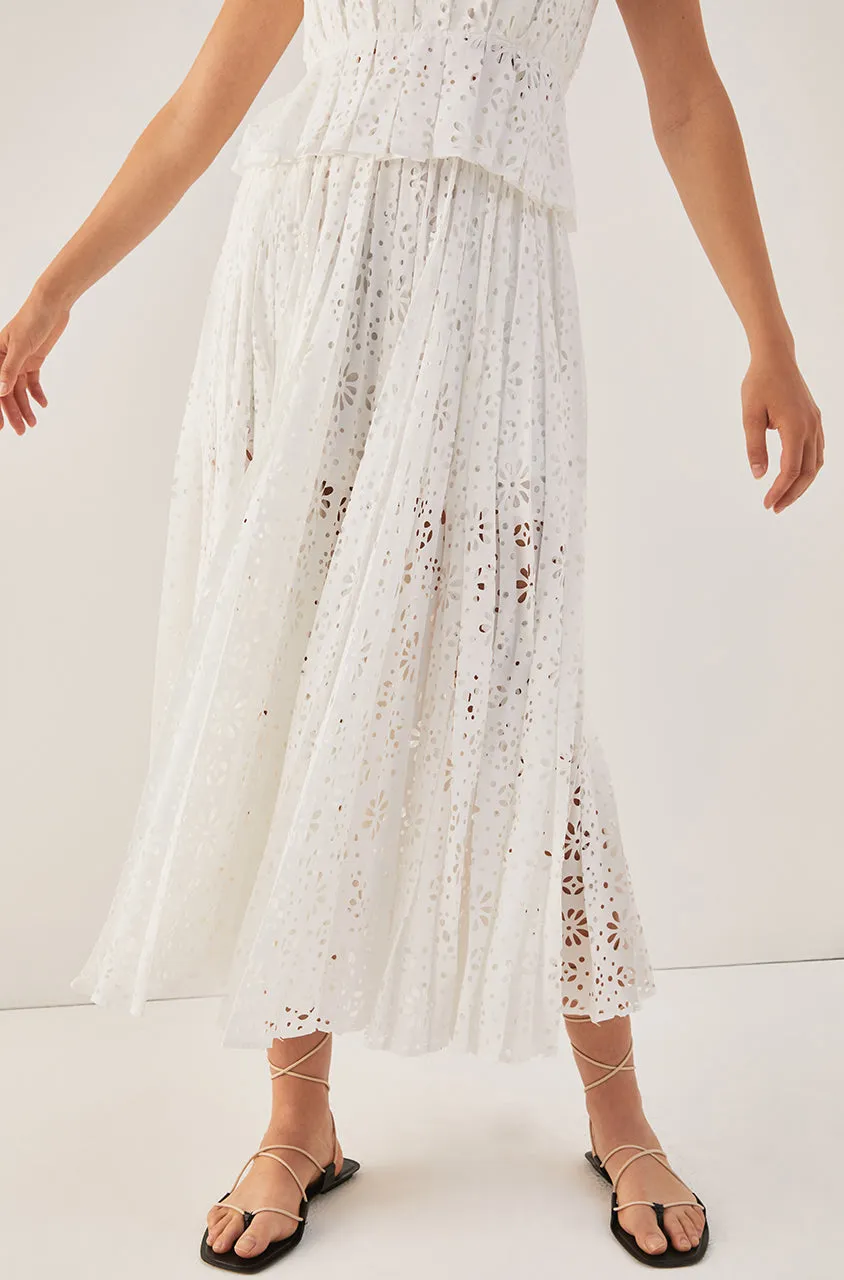 Geo Eyelet Pleated Skirt