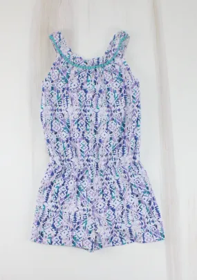 GEORGE PURPLE PRINT ROMPER 4Y PRE-LOVED