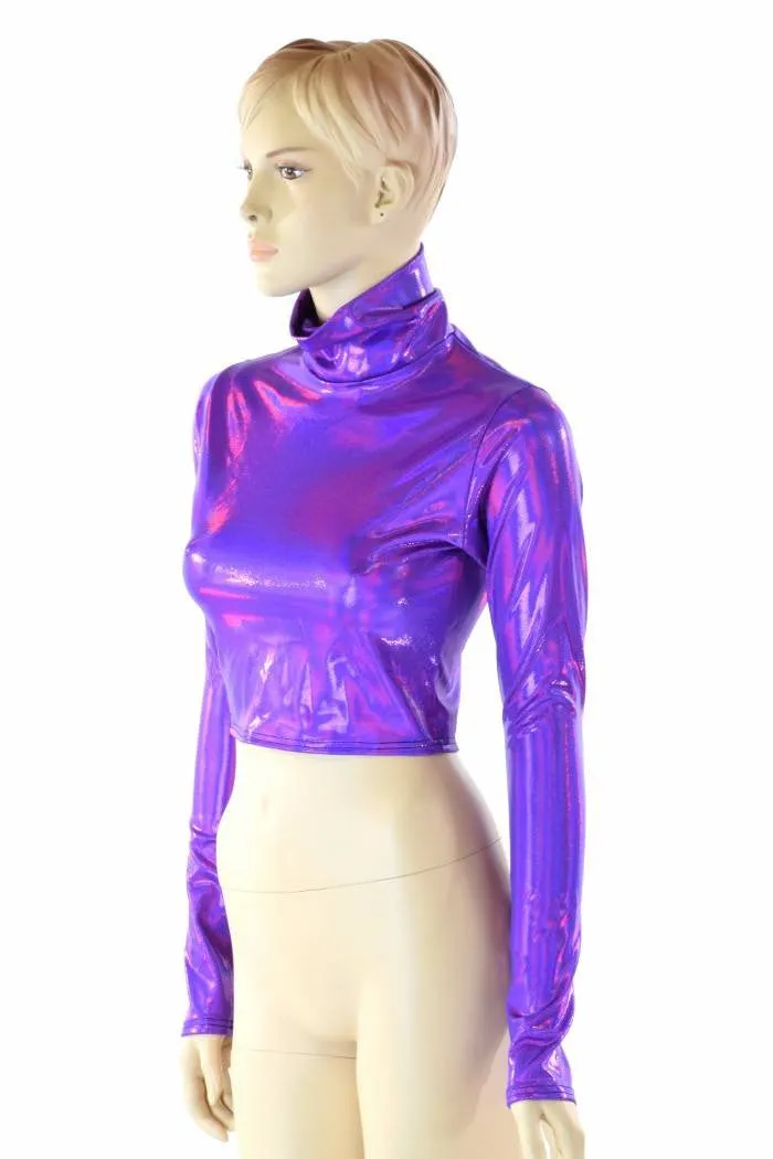 Grape Turtle Neck Crop