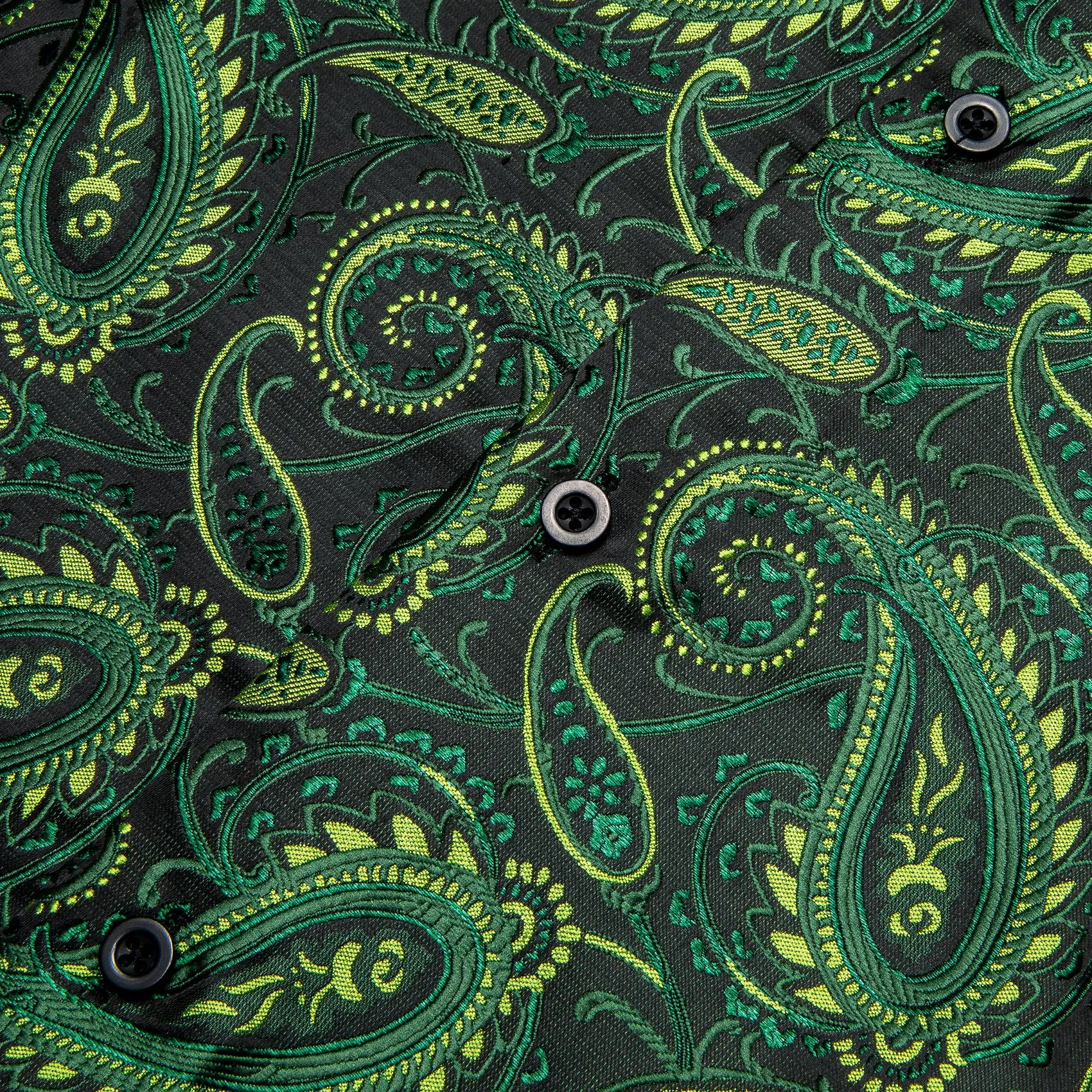 Green Black Paisley Men's Long Sleeve Shirt