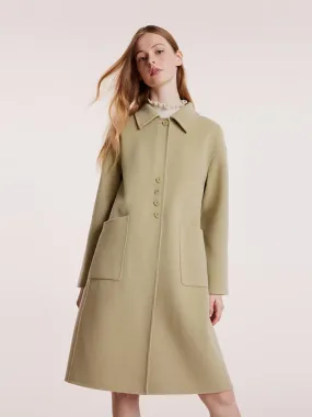 Green Pure Wool Lapel Double-Faced Women Coat