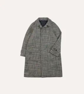 Grey Prince of Wales Check Wool Raglan Coat