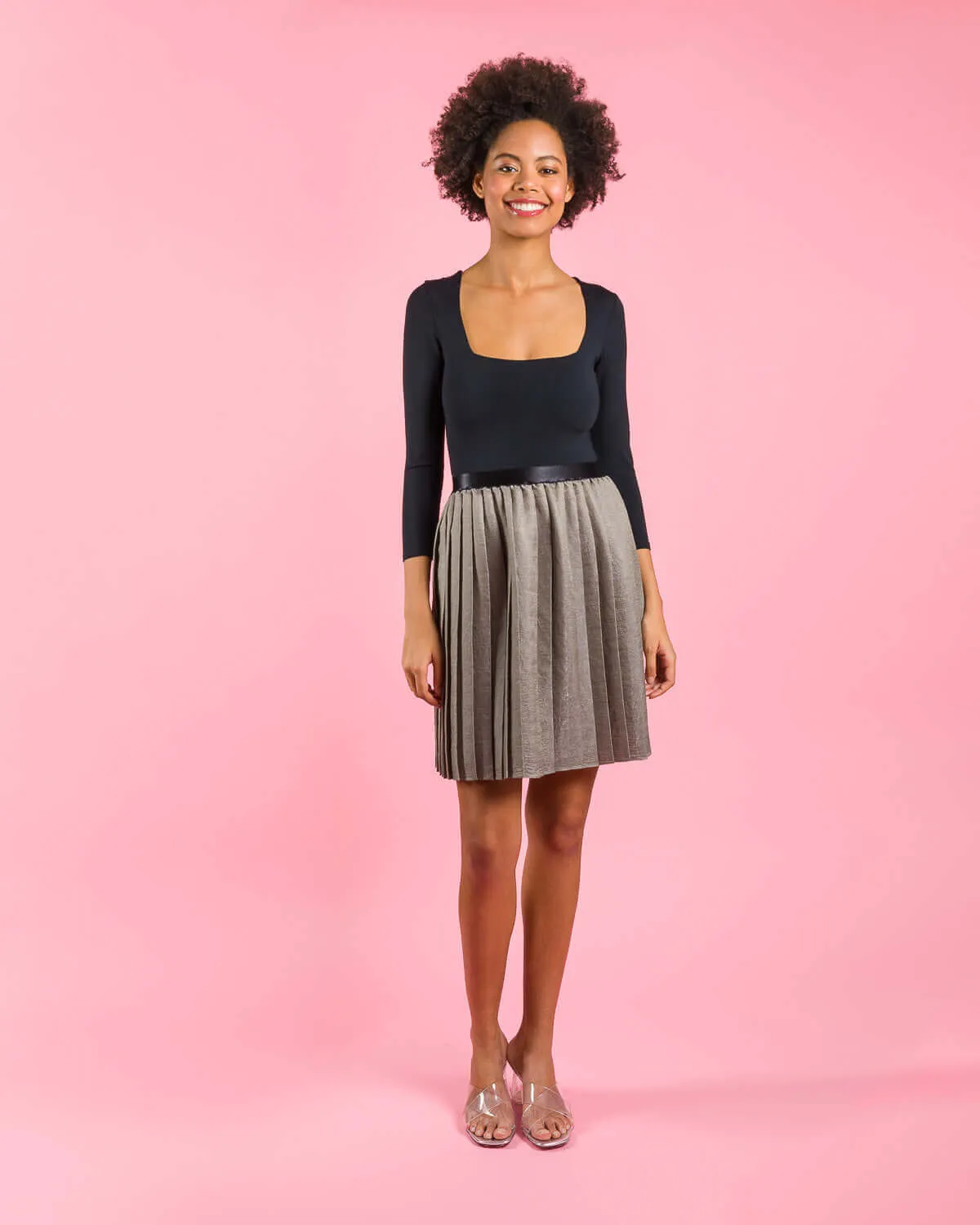 Gunmetal Side Pleat Dylan Skirt