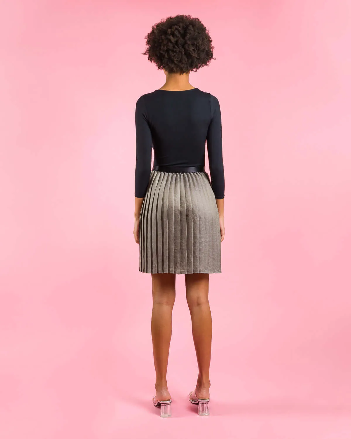 Gunmetal Side Pleat Dylan Skirt