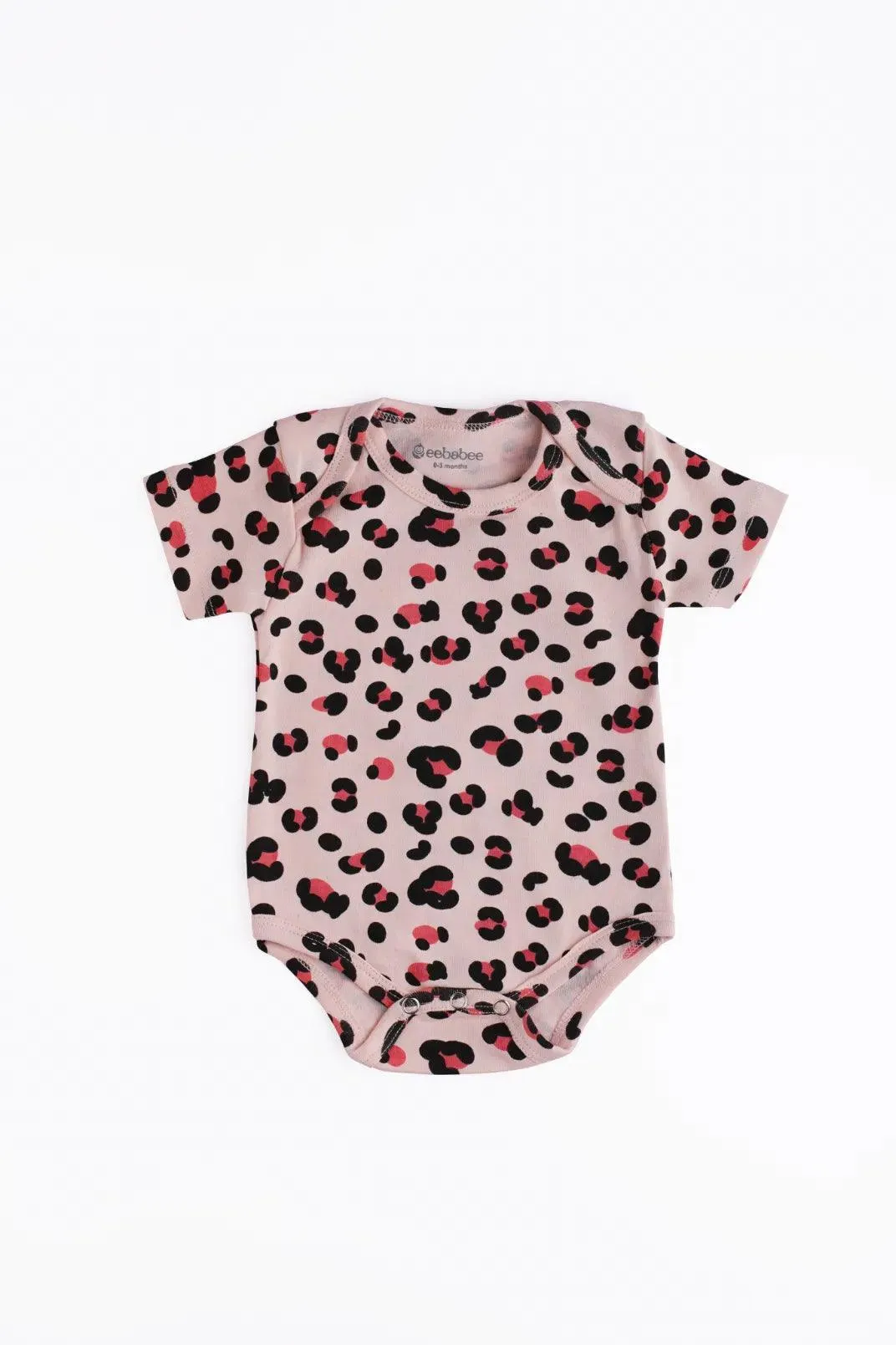 Half sleeve black & red graphic in pink bodysuit for baby