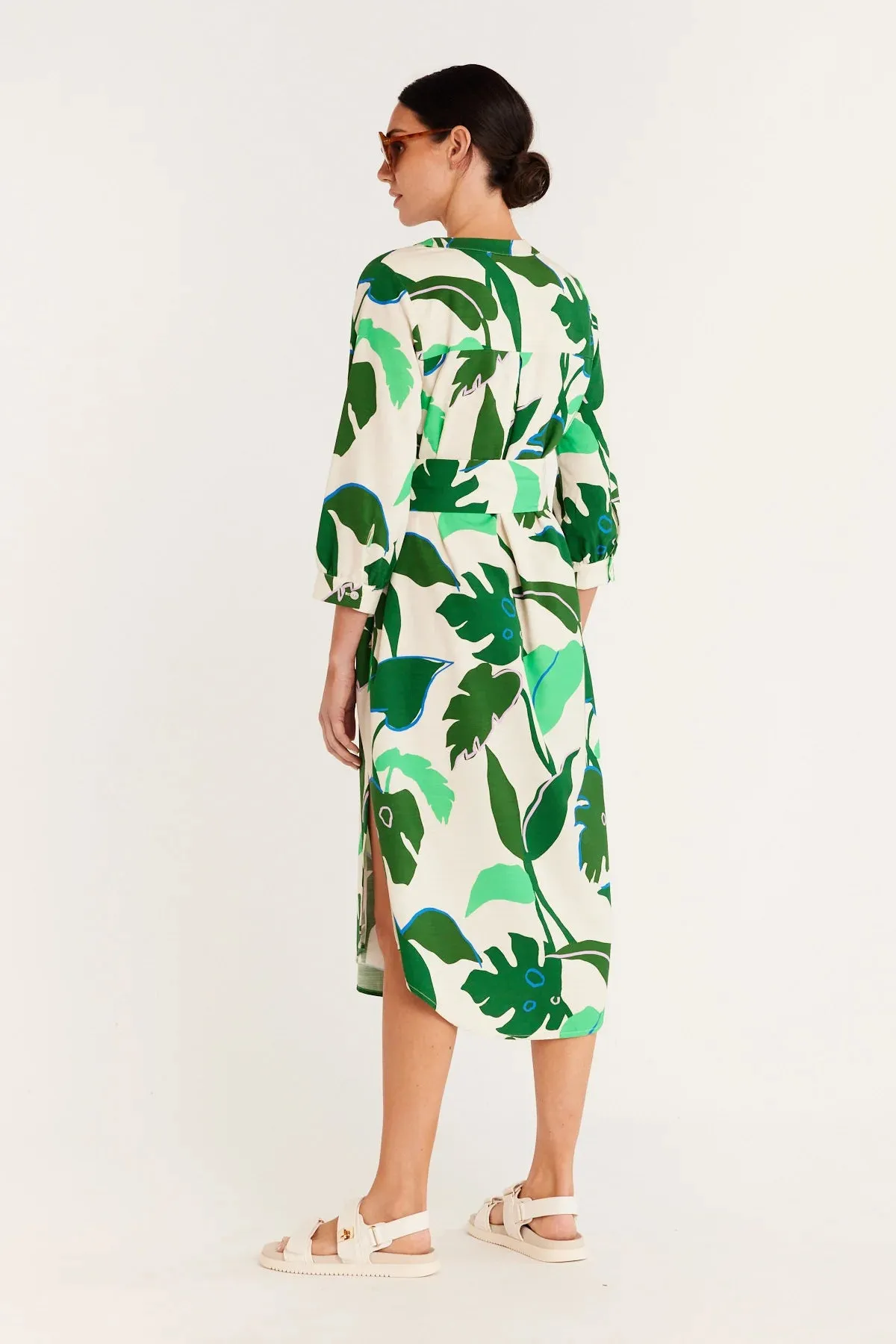 HAYMAN SHIRT DRESS | Green Palm Print