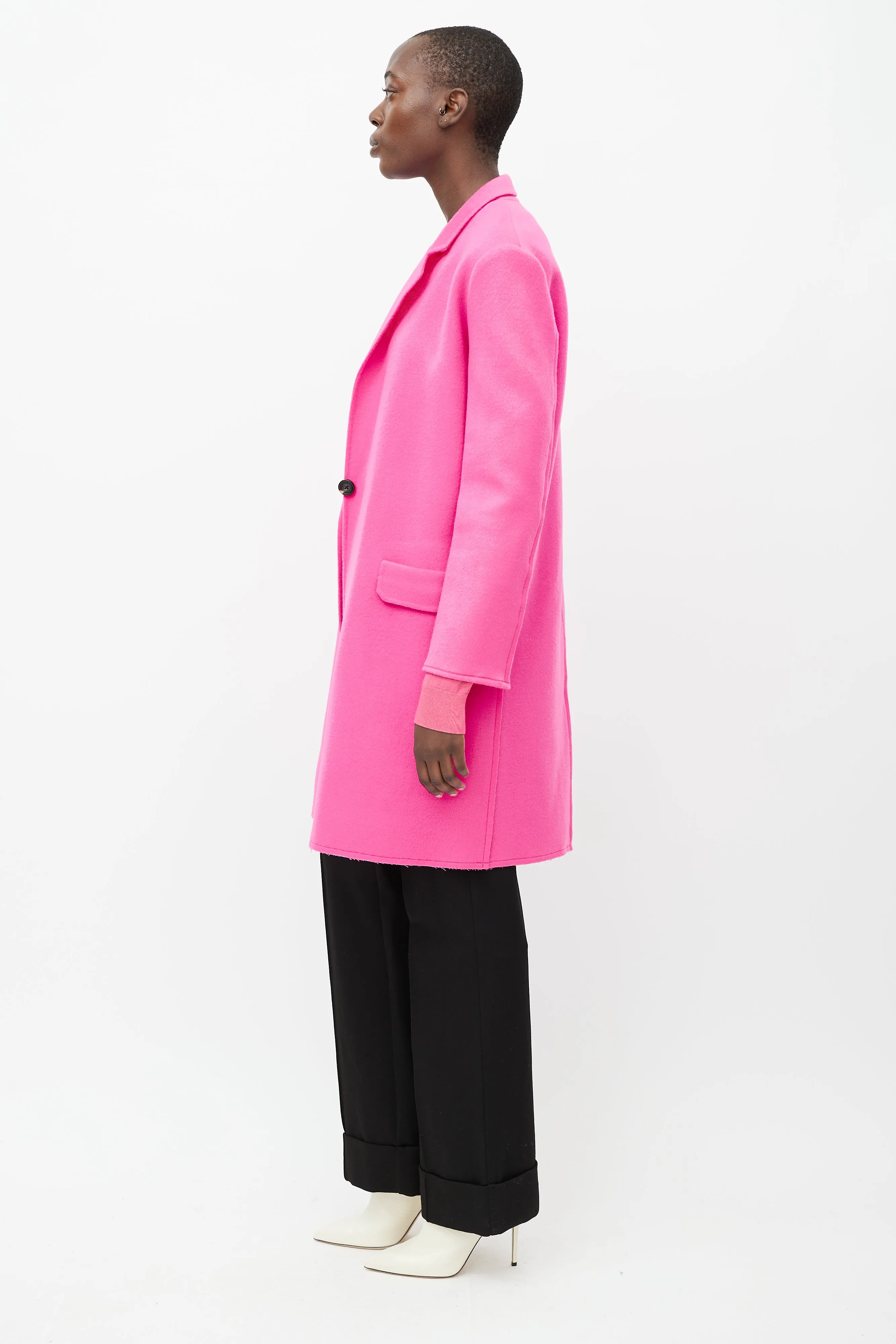 Hot Pink Wool Two Pocket Coat