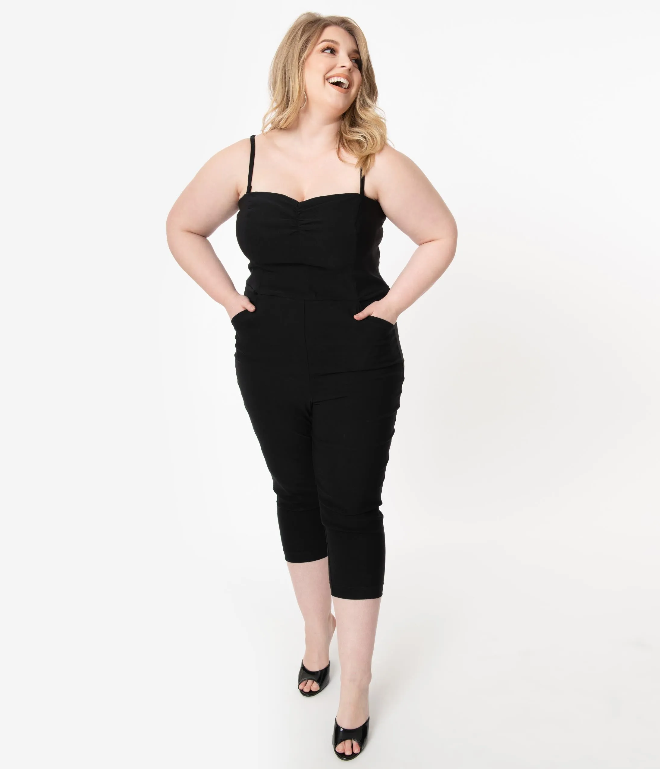 I Love Lucy x Unique Vintage Plus Size Black Starlet Jumpsuit