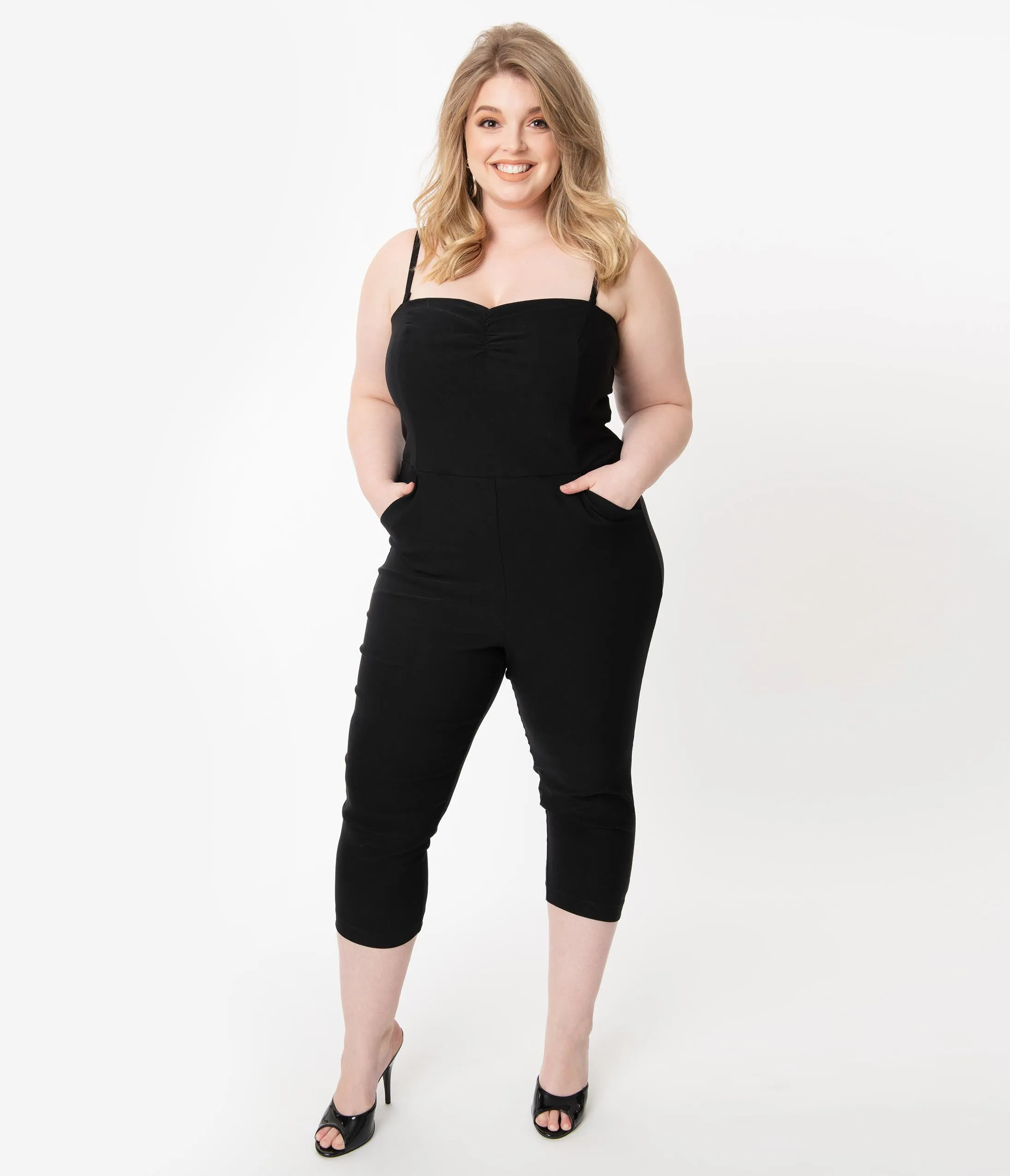 I Love Lucy x Unique Vintage Plus Size Black Starlet Jumpsuit