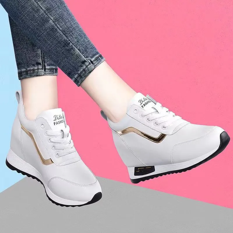 ikearlax Cross-Border Spring New Sports and Leisure Women's Shoes Fashion All-Match Trendy Height Increasing Insole Women's Shoes Korean Style Platform Women's Shoes