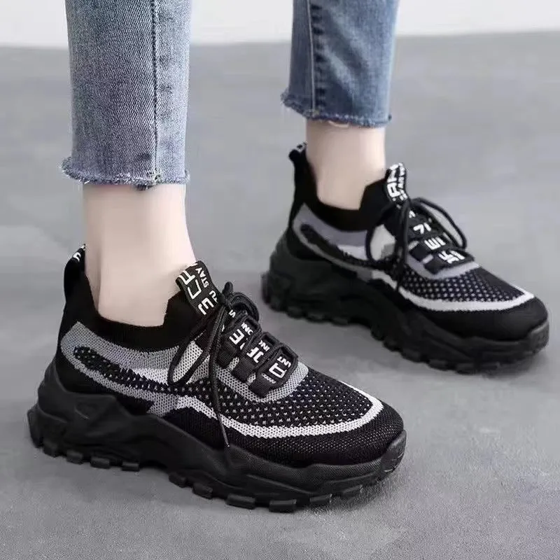 ikearlax Women's Shoes Summer New Ladies Dad Shoes Trendy Women's Shoes Flying Woven Breathable Sneaker Tide Shake Fast Hot Sale Wholesale