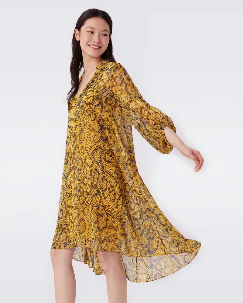 Ileana Chiffon Dress - Early Light Leopard Fish