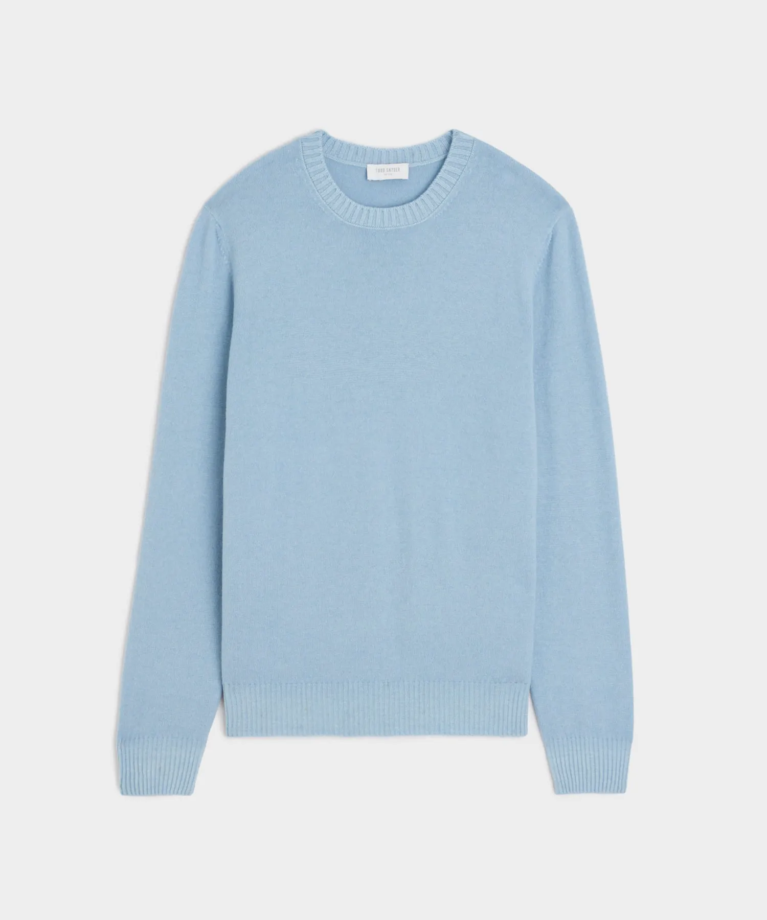 Italian Garment Dyed Cashmere Crewneck Sweater in Light Blue