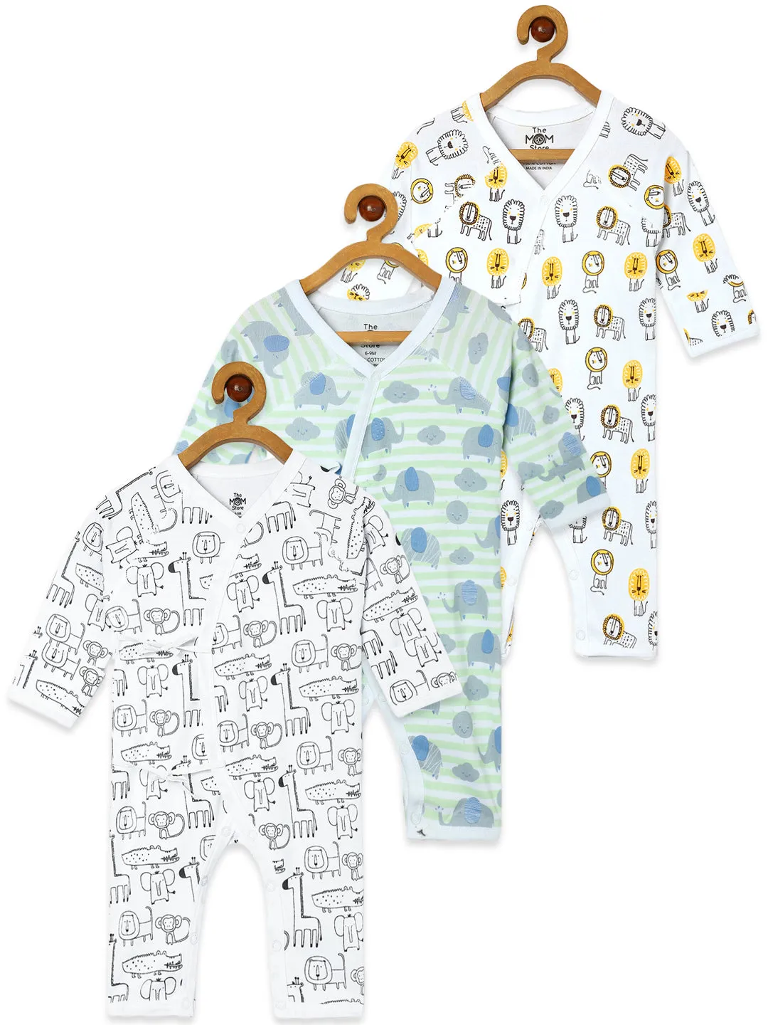 Jabla Style Infant Romper Combo of 3-Lion King-Jungle Elephant-The Jungle Book