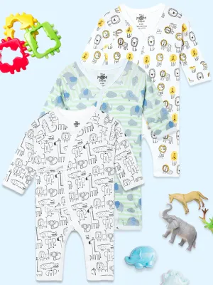 Jabla Style Infant Romper Combo of 3-Lion King-Jungle Elephant-The Jungle Book