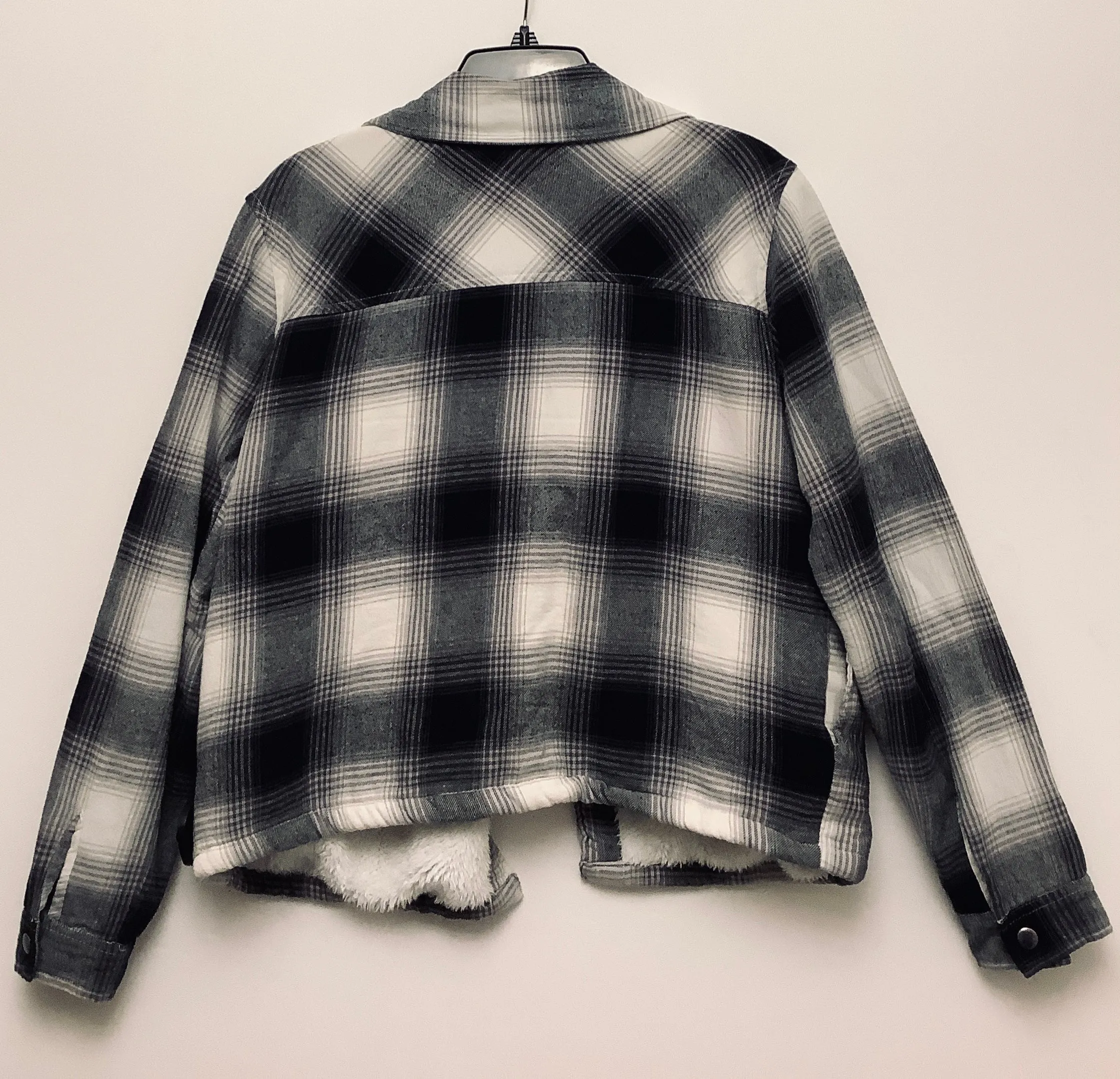 Jacket Faux Fur & Sherpa By Lucky Brand In Plaid Pattern, Size: M