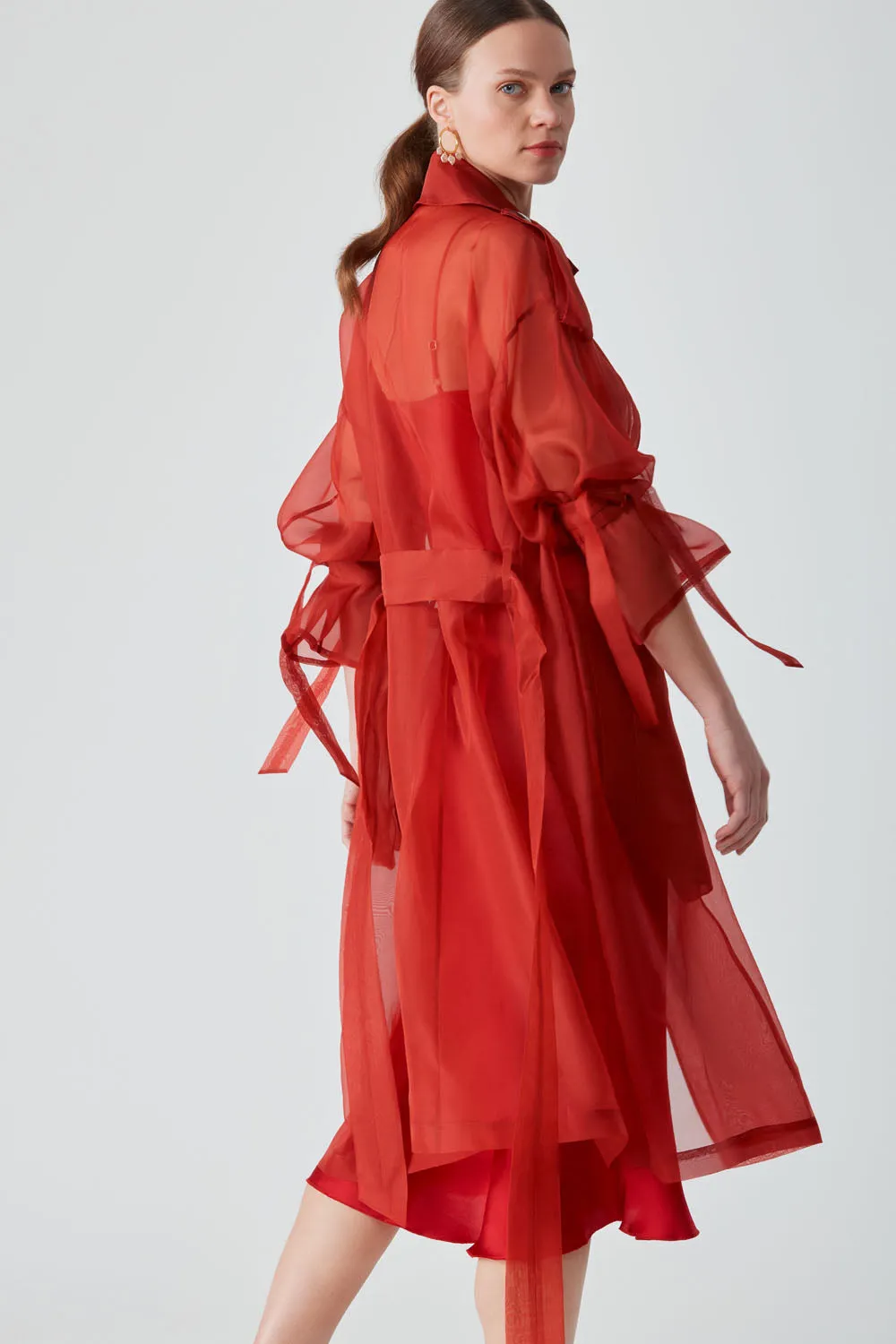 JANNAT ORGANZA COAT - RED CHILLI