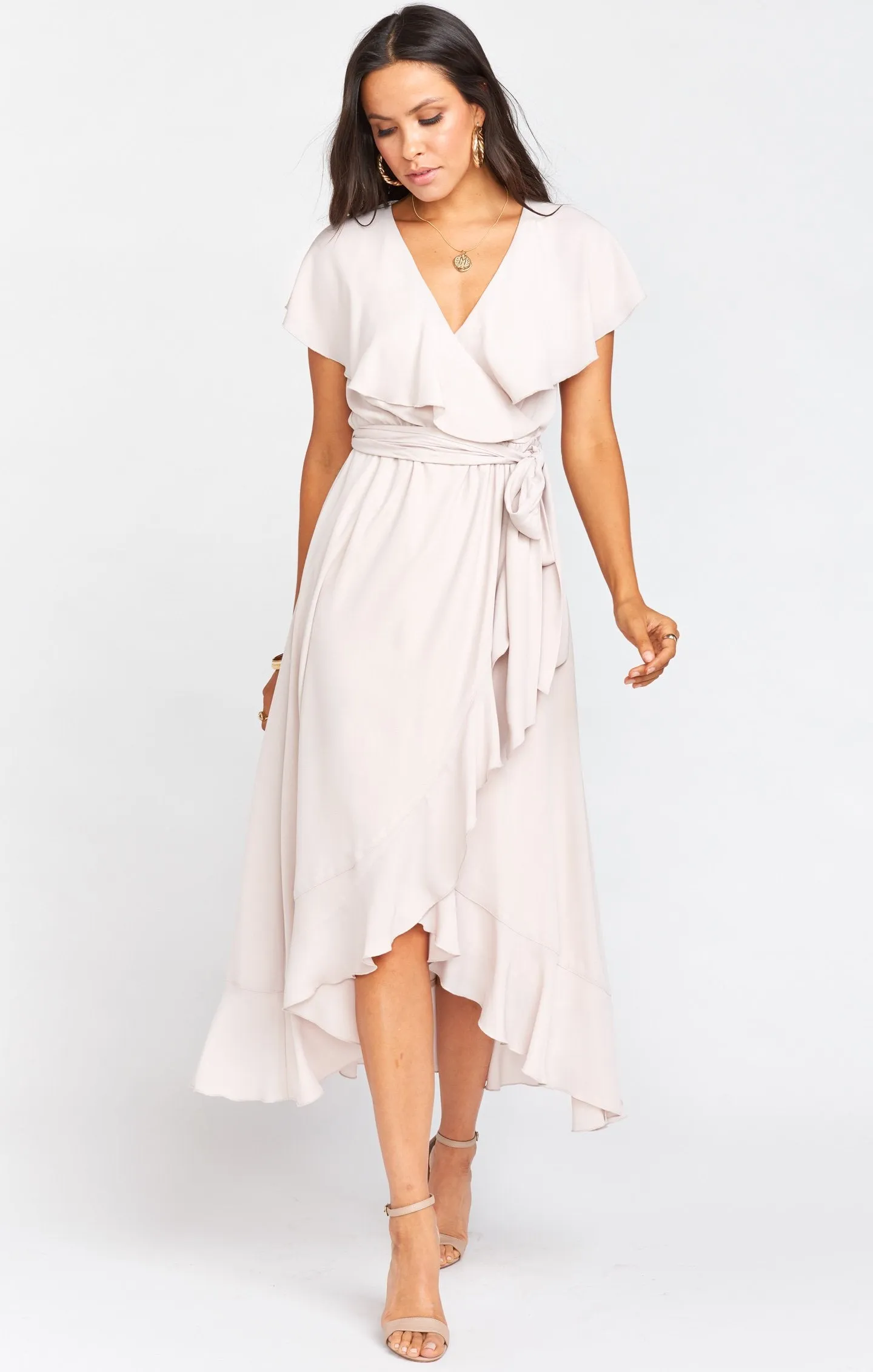 Jess Ruffle Midi Dress ~ Show Me the Ring Crisp