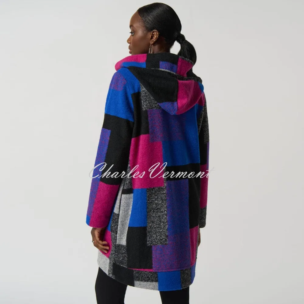 Joseph Ribkoff Geometric Print Hooded Coat - Style 233961