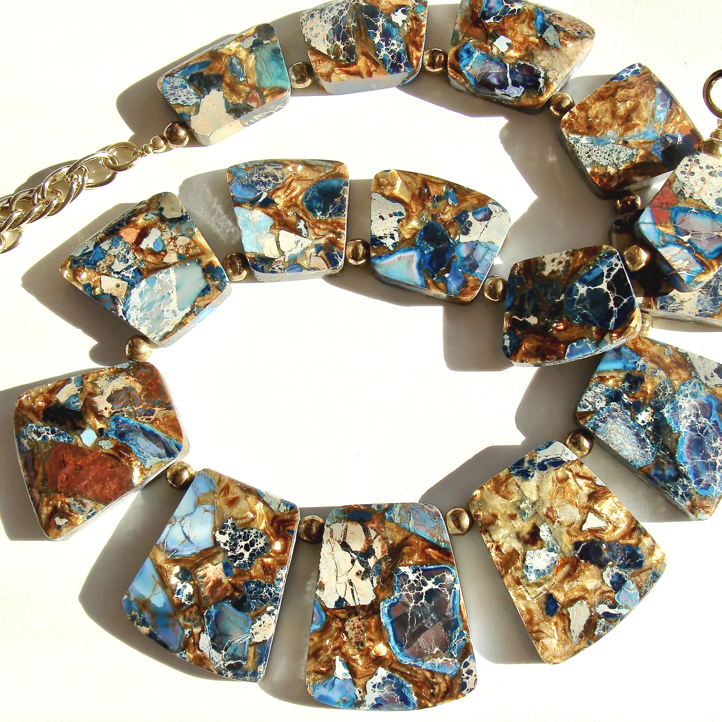 Juno: Statement Necklace with Brown and Blue Stones