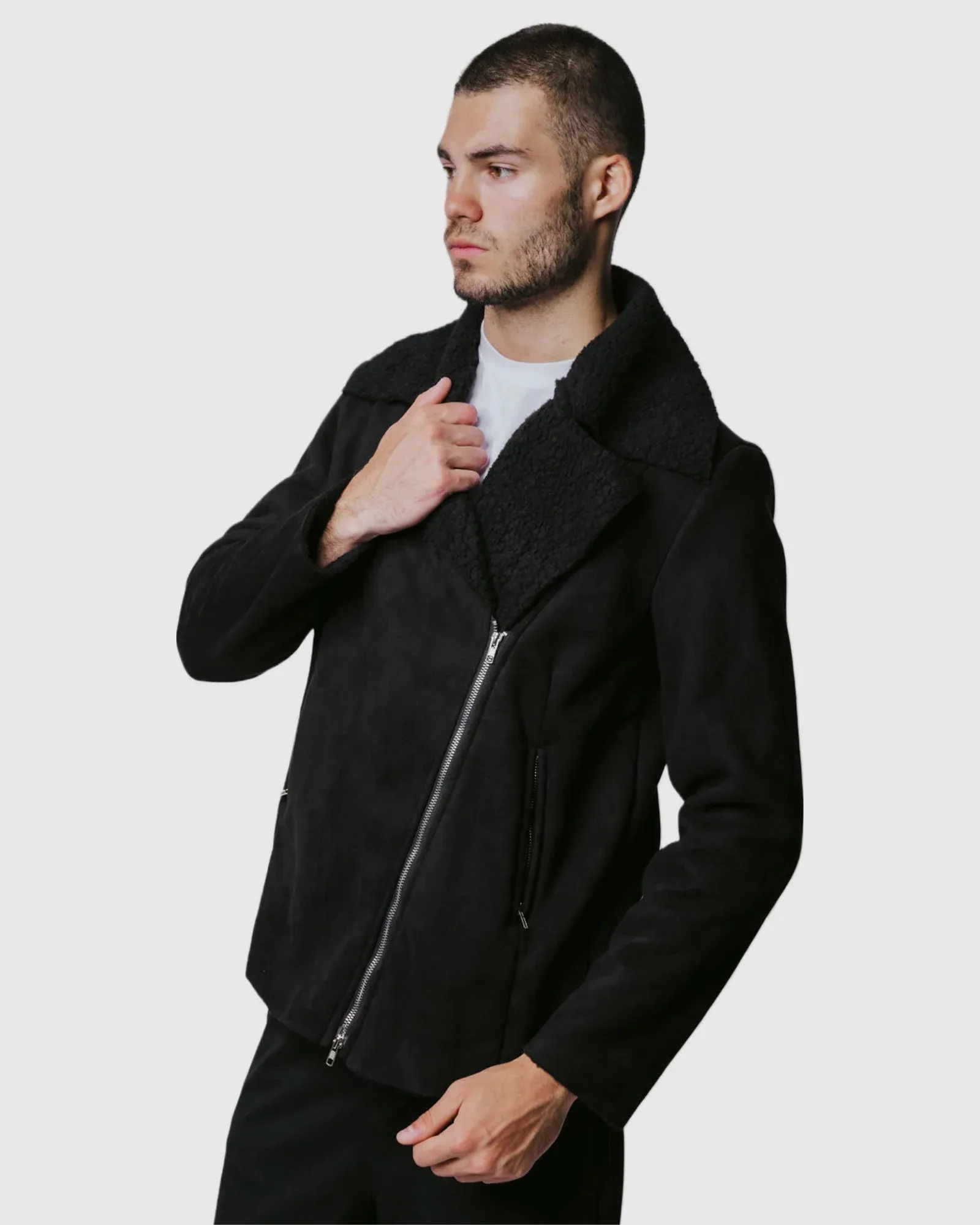 Justin Cassin Hawkins Sherpa Jacket in Black Color