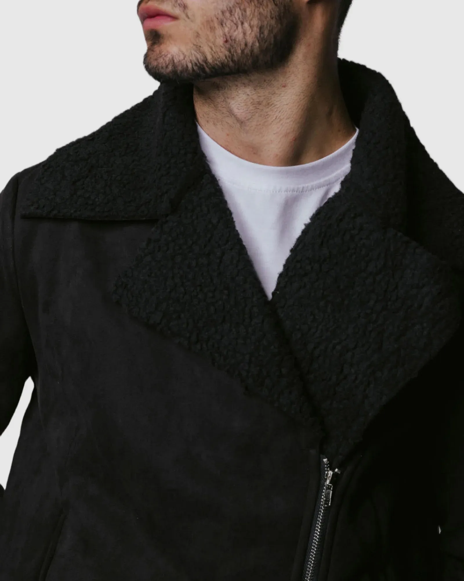 Justin Cassin Hawkins Sherpa Jacket in Black Color