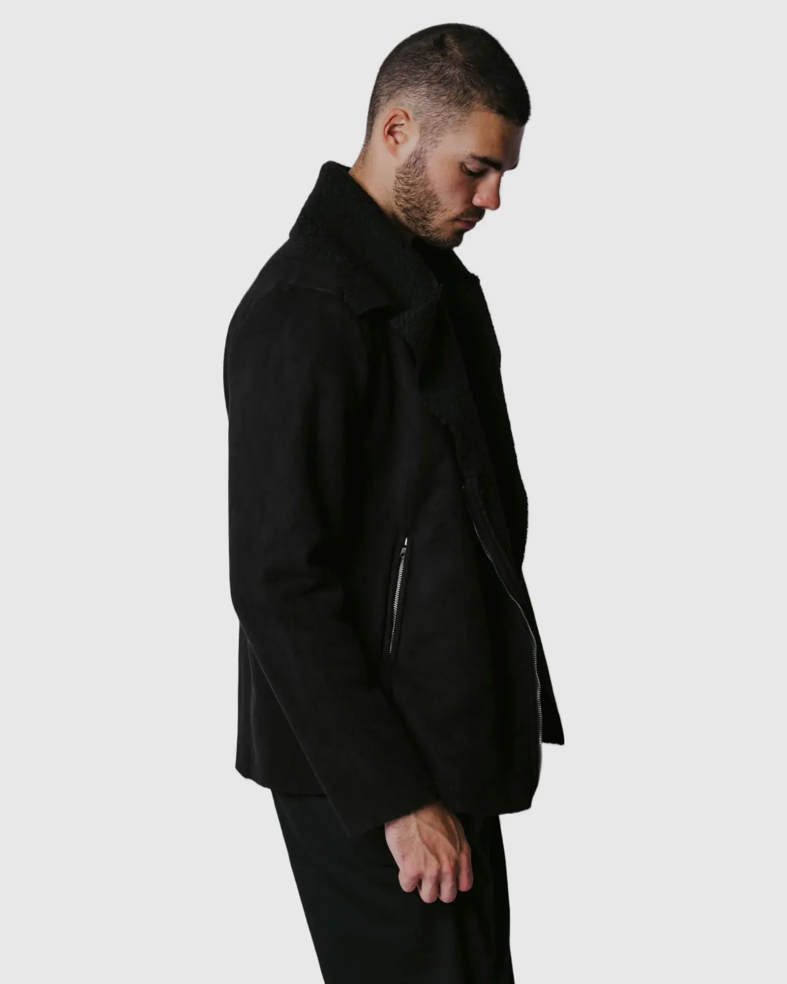 Justin Cassin Hawkins Sherpa Jacket in Black Color